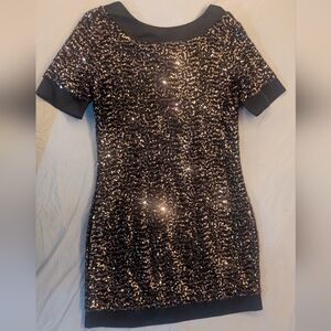 Chic Black and Gold Sequin Dress